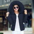 thumbnail image 6 of Cnbwig Warm Jackets for Women Hooded Coat Short Solid Color Padded Jacket Winter Warm Zipper Outdoor Thick Slim with Pocket Fashion Outwear Causal Coats A-Black L, 6 of 9