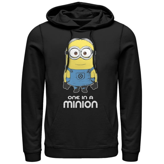Men's Despicable Me One in Minion  Pull Over Hoodie Black X Large