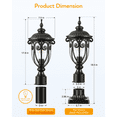 thumbnail image 4 of VIANIS Dusk to Dawn Lamp Posts Outdoor Lighting with Pier Mount Base, Waterproof bronze Outdoor Post Light, Aluminum 3-inch Exterior Post Lamp for Driveway, Backyard, Patio(Hardwired 120V, Not Solar), 4 of 8