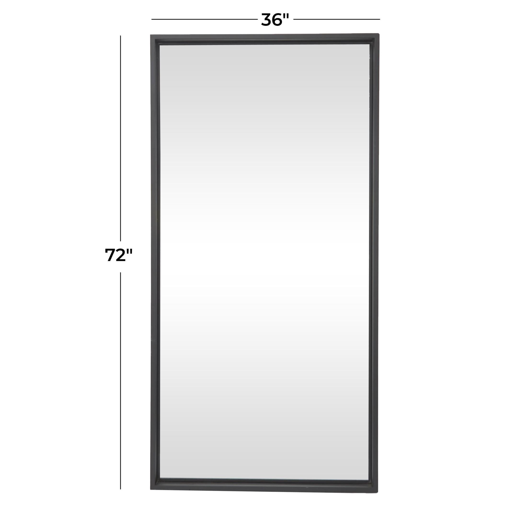 DecMode 36" x 72" Black Metal Tall Floor Mirror