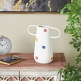 thumbnail image 2 of DecMode 11" Round White Ceramic Vase with Multicolor Spots and Handles, 2 of 9