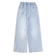 thumbnail image 4 of Otqutp Girls Baggy Jeans Elastic Wasit Wide Leg Denim Pants Cute Y2K Stretchy Jeans Kids Preppy Trendy Clothes Plus Size Joggers, 4 of 4