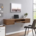 thumbnail image 1 of Modway Render Wall Mount Wood Office Desk in Walnut, 1 of 10