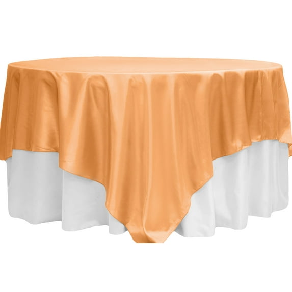 Taffeta Table Overlay Topper Approx. 90"x90" square seamless Square - Peach, 1 Piece