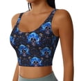 thumbnail image 2 of Balery cool blue flower Skull Pattern Racerback Sports Bras for Women - Padded Seamless High Impact Support for Yoga Gym Workout Fitness-X-Large, 2 of 8
