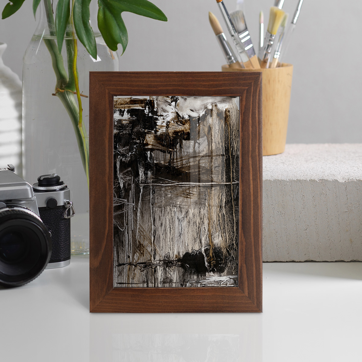 Continuum II -Framed Print w/glass-Chestnut