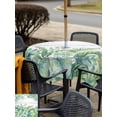 thumbnail image 5 of Outdoor Tablecloth with Umbrella Hole for Patio/Picnic/Party/Camping, Tropical Leaves Waterproof Table Cloth Square Cover Washable, Green Monstera Palm Leaves Summer Wood Gray (60"x 60"), 5 of 8