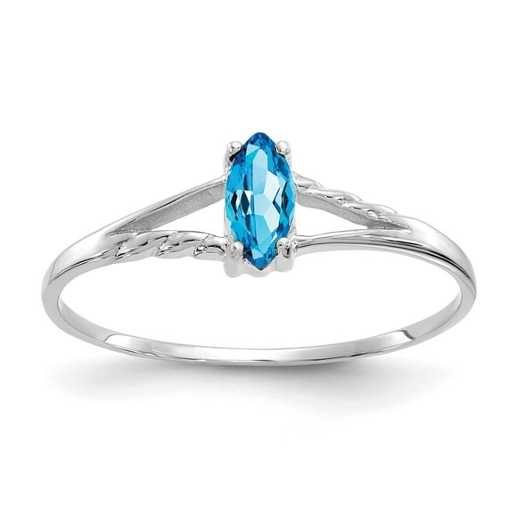 10k White Gold Blue Topaz Birthstone Ring December Gemstone