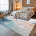 thumbnail image 5 of 8x10 Area Rugs, Teal Beige Non-Skid Rubber Backing Large Rectangle Rugs - Living Room Bedroom Home Office, Modern Oil Painting Art Coastal Indoor Floor Mat Carpets Washable Rug, 5 of 9