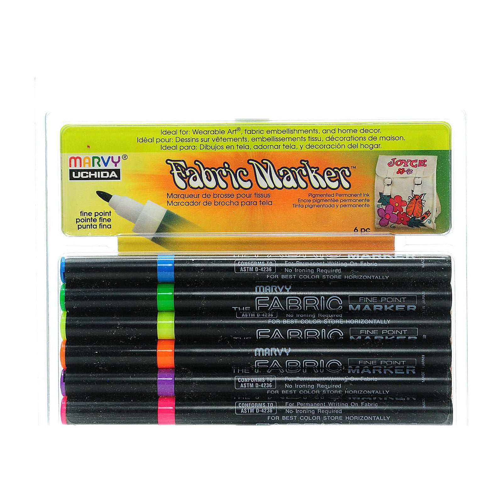 Fabric Markers Sets primary, set of 6 (pack of 2)