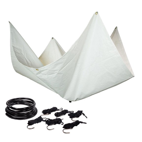 7' x 7' White Drain Tarp - Vinyl Coated Material Ceiling Roof Leak Diverter Waterproof Tarp with Heavy Duty Grommets in Each Corner - Easy Hanging and Reusable