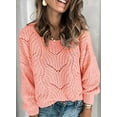 thumbnail image 2 of Womens 2023 Cute Elegant Soft Crewneck Long Sleeve  Cable Knit Pullover Sweaters, 2 of 9