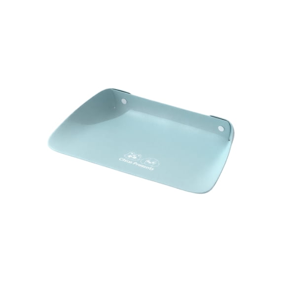 Half-Wrap Foldable Cat Dog Food Mat, Waterproof Stain Resistant Pet Feeding Tray Easy Clean for Puppy Kitten Indoor Feeding, Blue Color