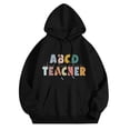 thumbnail image 4 of Women's Hoodies & Sweatshirts Unisex Autumn and Winter Subject Teacher Letter Print Long Sleeve Pocket Hooded Sweatshirt for Daily Wear, 4 of 4