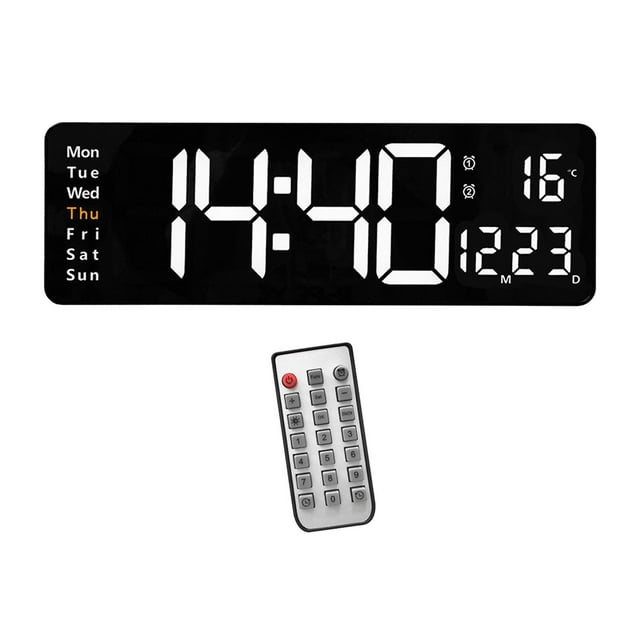 Moyic Digital Wall Clock USB Date Week Display Remote Temperature Control for Home Decoración del hogar