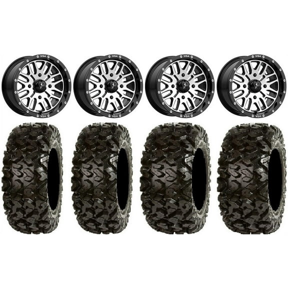 MSA Machined Brute 14" UTV Wheels 26" Rip Saw Tires Honda Pioneer