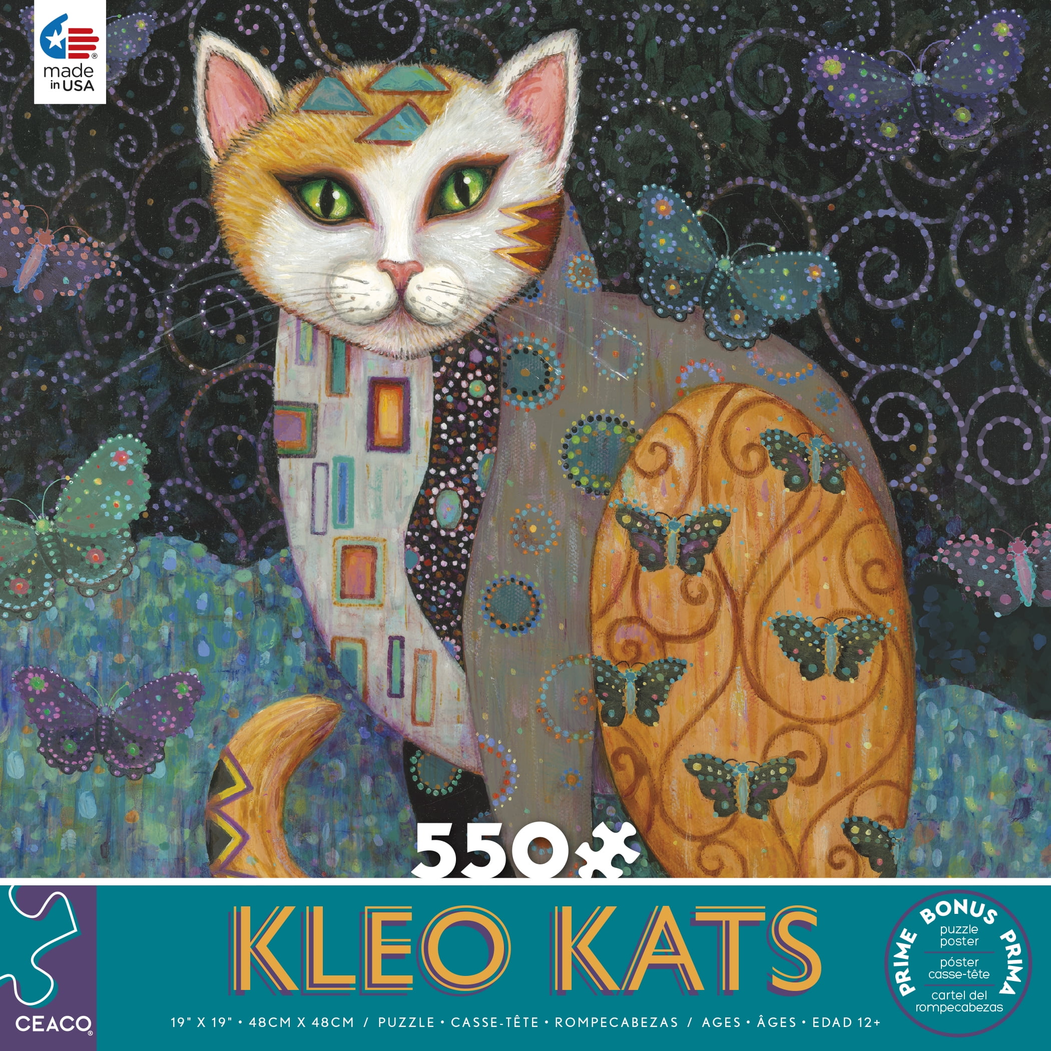 Ceaco 550-Piece Kleo Kats Flutter Interlocking Jigsaw Puzzle