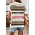 thumbnail image 2 of Women's Pink Stripe Color Block Eyelet Knit Short Sleeve Sweater Tee | [ZhiHiMeRi] | (US 12-14)L, 2 of 12
