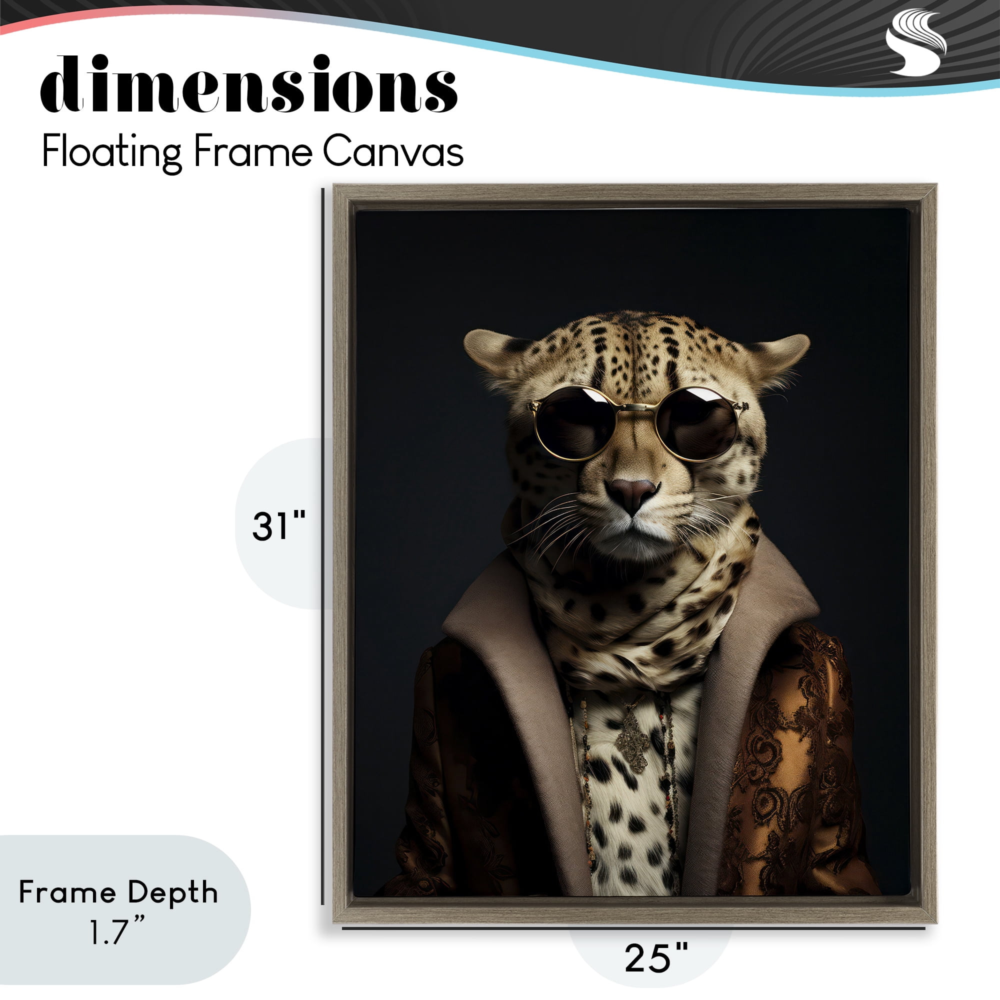 Stupell Industries Luxury Cat Couture Brown Framed Floater Canvas Wall Art, design by Andrea Haase