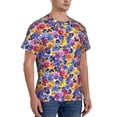 thumbnail image 4 of Yiaed The Garden Tricolor Pansy Flower Print Mens Short Sleeve Tight Fit T-Shirt, Crewneck Casual Tee-X-Large, 4 of 5