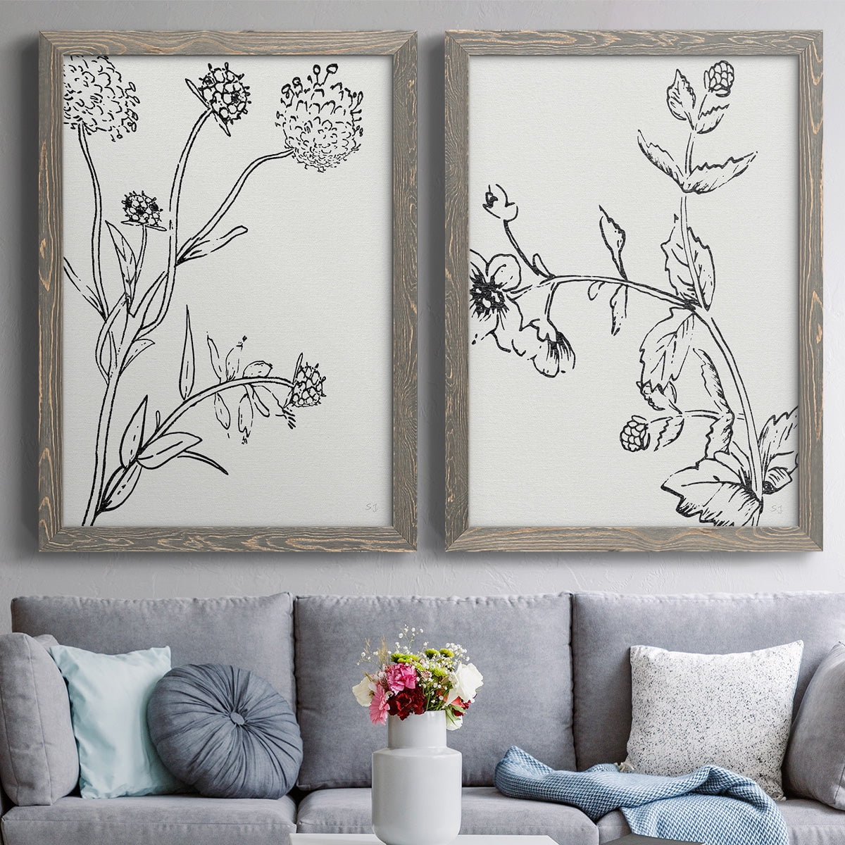 Botanical Study I - Premium Framed Canvas 2 Piece Set - Ready to Hang