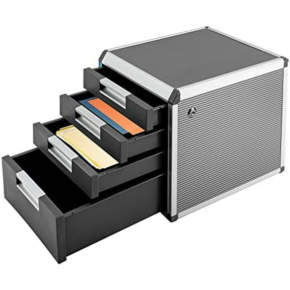 File Cabinet, Desktop Drawer Organizer 4 Tier File Cabinet with Lock Drawer Storage Cabinet Organize Files for Homes, Offices, Schools (4 Layers)