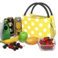 thumbnail image 3 of Disketp Yellow And White Polka Dot Bolsa Térmica Estampada, Bolsa Térmica Aislante para Almuerzo, Playa y Campamento, 3 of 6