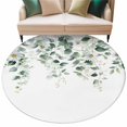 thumbnail image 2 of Round Area Rug 6ft,Watercolor Eucalyptus Leaf on Top Washable Carpet Non-Slip Runner Accent Rugs Indoor Floor Mat for Bedroom Living Room Decor,Country Flowers Daisy, 2 of 9