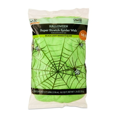Super Stretch Spider Web Decoration, Green, 13', Halloween by Way To Celebrate
