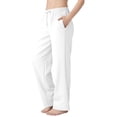 thumbnail image 2 of LJEFF Mens wide Leg Drawstring Pants, Lightweight Elastic Waist Breathable Drawstring Casual All Season Trousers White Size 14, 2 of 9