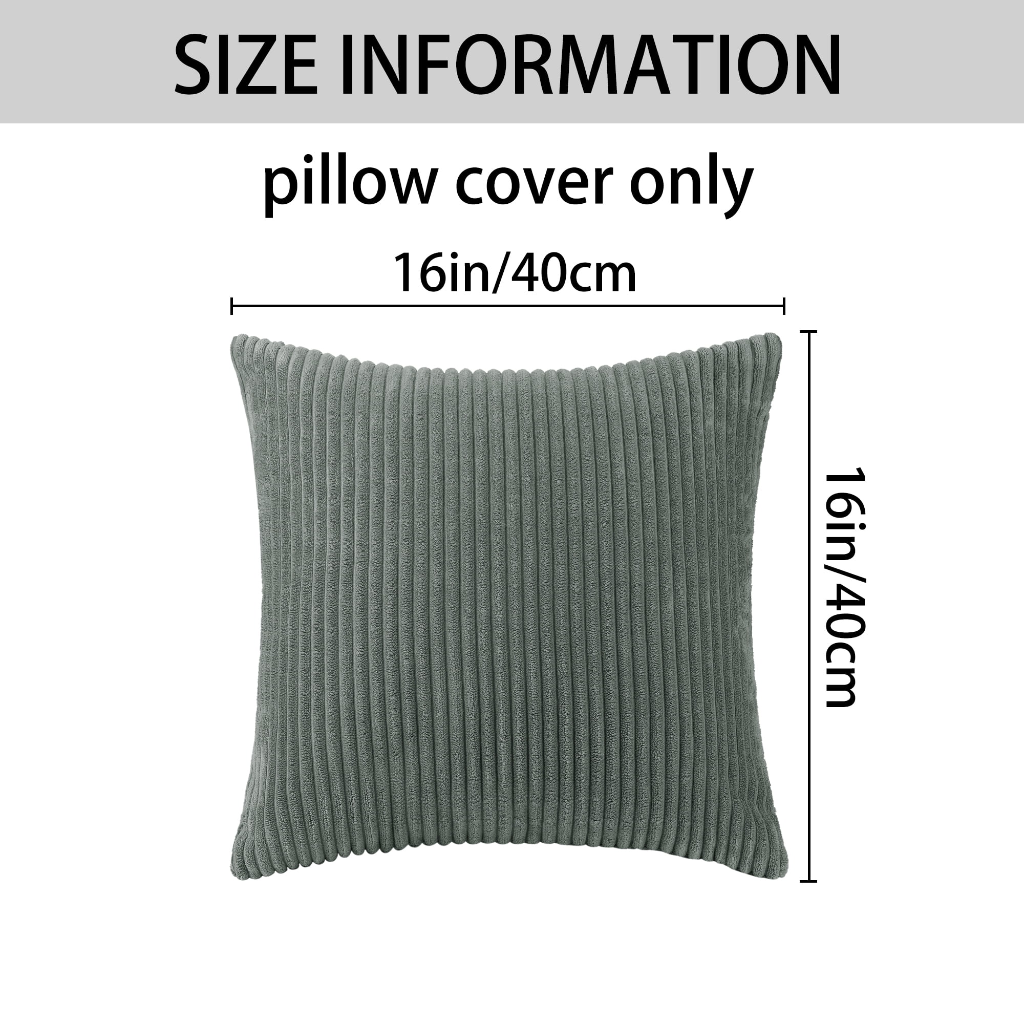 Unique Bargains Sofa Living Room Corduroy Decorative Throw Pillow Covers (2 Count) Gray 16" x 16"