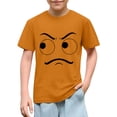 thumbnail image 1 of Blusas y camisas de manga corta con cuello redondo para niños y niñas, color liso, con estampado de expresión linda, manga corta, holgadas y cómodas, blusa para niña, 1 of 5
