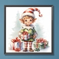 thumbnail image 3 of Pintura de diamante 5D DIY, taladro redondo completo, kit de elfo navideño, decoración del hogar, 30x30cm, 3 of 9
