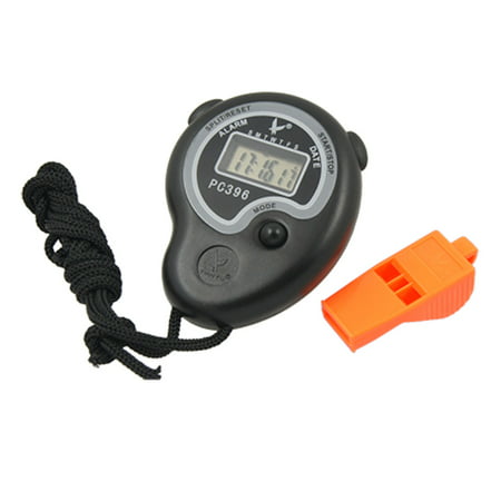 Unique Bargains Blk Alarm Timer Stopwatch w Orange Whistle for (Best Stopwatch Timer App Android)