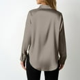 thumbnail image 6 of Wyobmus Women's Soft Satin Silk Shirts Button Down Collared Casual Blouse Loose Long Sleeve Office Work Tunic Tops Dressy Fashion Clothes C-Coffee, 6 of 6