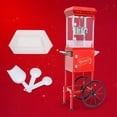 thumbnail image 3 of Popcorn Machine with Cart, with Wheels & 6 Oz Pot Popcorn Maker Stainless Steel Oil Spoon, Mobile Cart with Lockers for Commercial Home Movie Theater Vintage Style (Red),, 3 of 9