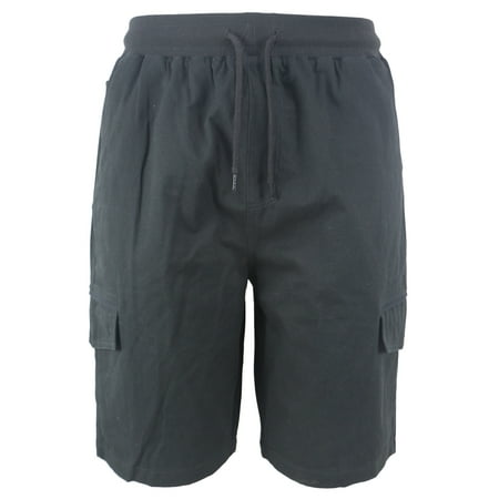 - Men's Soft 100% Cotton Twill Cargo Shorts Elastic Waist