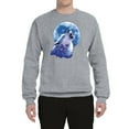 thumbnail image 2 of Wolf Howling at the Moon | Mens Animal Lover Crewneck Graphic Sweatshirt, Heather Grey, 3XL, 2 of 3