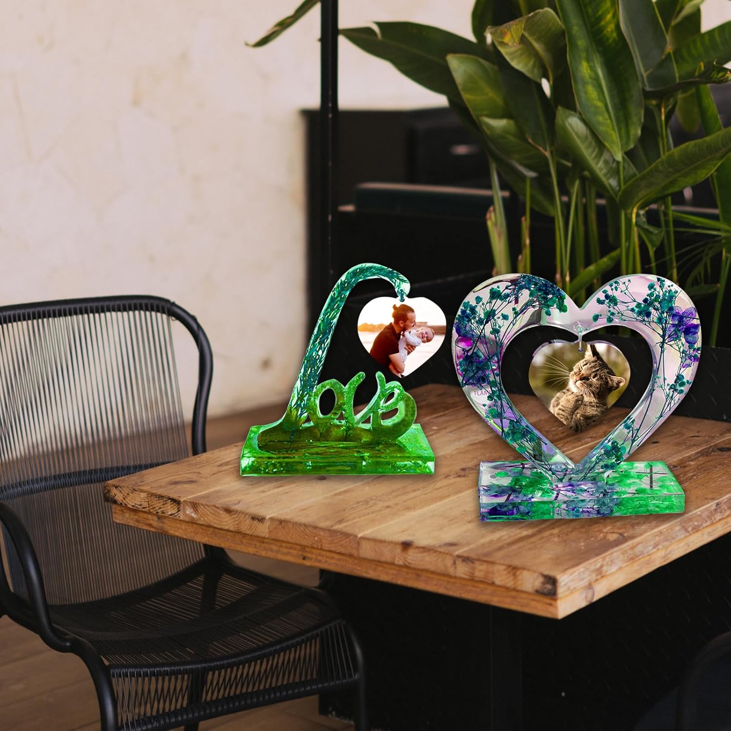 ABCISI 2pcs Picture Frame Resin Mold, Heart Resin Mold for Photo Frame, Large Silicone Molds for Resin Casting, Heart Love Shape Epoxy Mold for DIY Home Decor Resin Floral Art Craft Christmas Gift