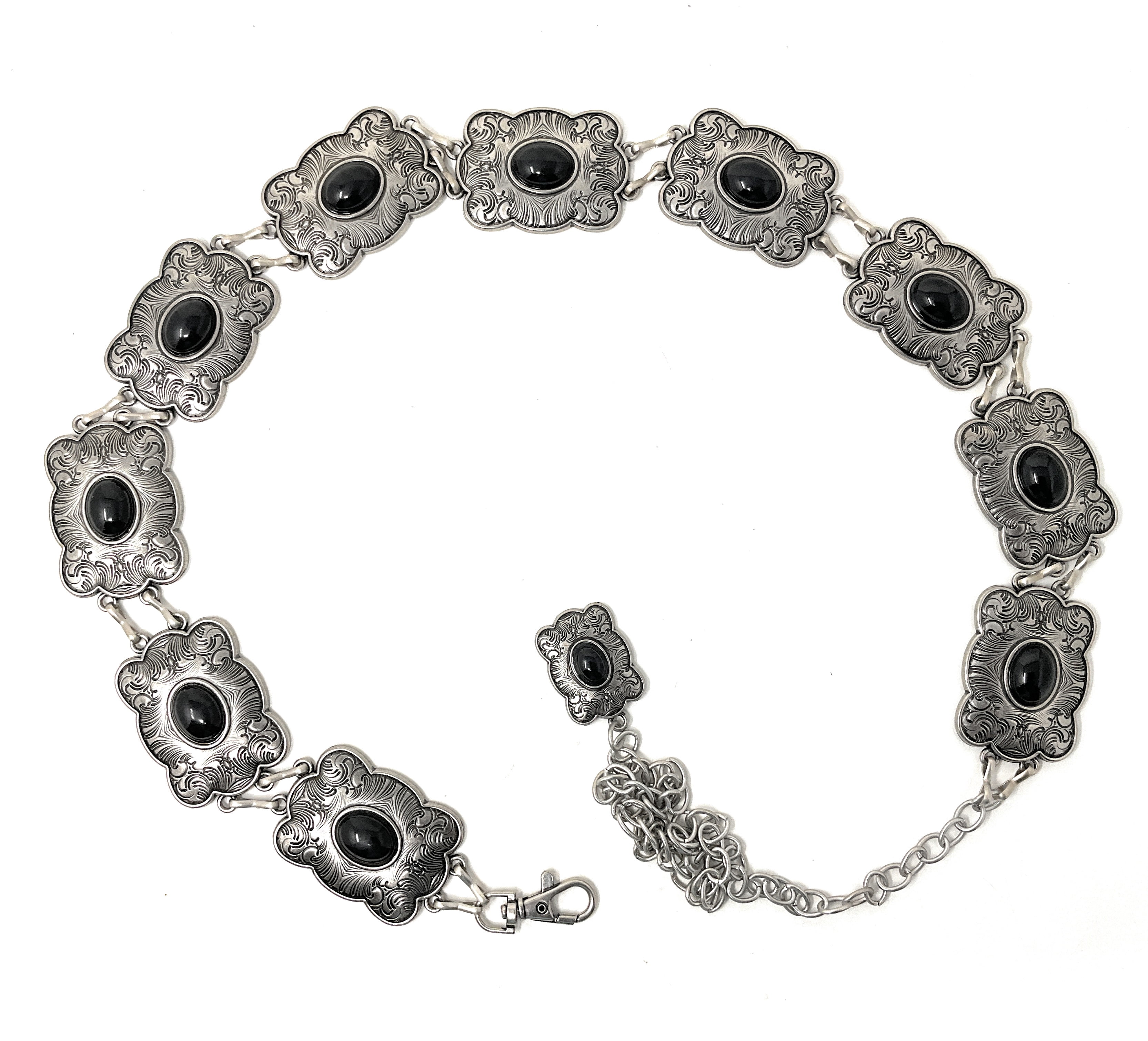 Western Women's Agate Stone Concho Chain Belt in 7 color