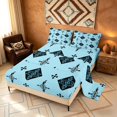 thumbnail image 2 of Manfei Tribal Geometric Diamond Bed Sheets, Vintage Cross Fuul Size Sheets, Black Light Blue, Polka Dots Reversible 4 Pieces1 Flat Sheet + 1 Fitted Sheet + 2 Pillowcases, 2 of 6