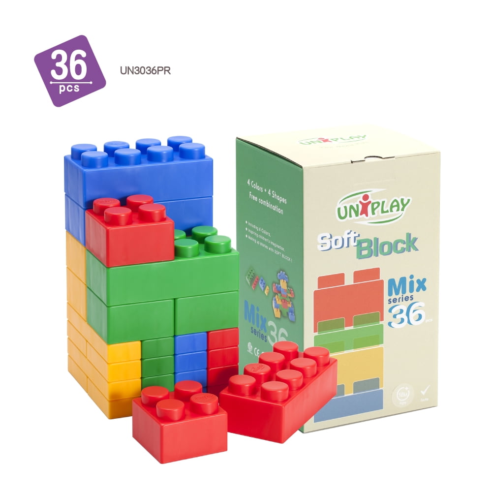 lade som om Tante Flytte UNiPLAY Mix Soft Building Blocks for Infant Early Learning, Educational and  Sensory Toy, Cognitive Development for Unisex Toddlers (36-Piece Set) -  Walmart.com