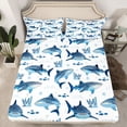thumbnail image 2 of Feelyou Cute Shark Animal Full Size Sheets, Coral Sealife Child Bed Sheets, 4-Piece, 2 of 7