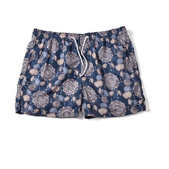 ZQUUVOU Men's Swim Trunks 5 Inch Summer Beach Printed Shorts with Pockets Built In Liner Drawstring Quick Dry Swim Shorts Gray