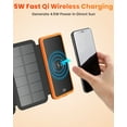 thumbnail image 4 of 10000mAh Power Bank Wireless Charger Built in 3 Solar Panels Three Outputs 15W Fast Charging Solar Charger for iPhone 15/15 Plus/15 Pro/15 Pro Max, iPhone 14/13 Series, Samsung Galaxy, 4 of 7