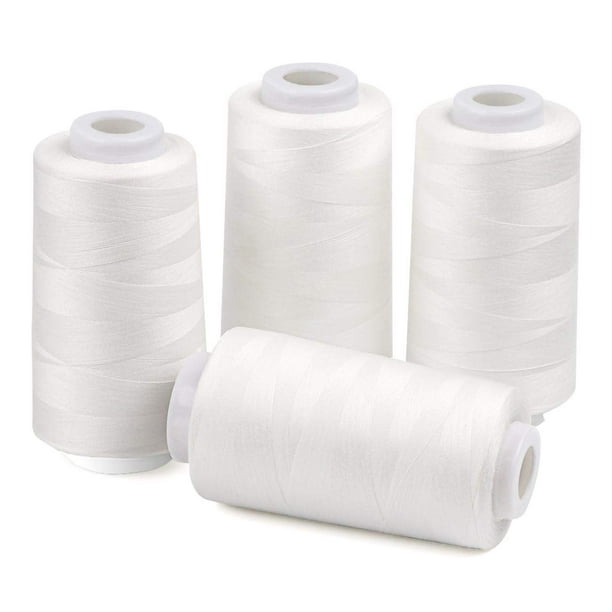 ilauke 4 x 3000 Yardas Bobinas de Hilo Serger Cono Overlock de Hilo de Coser de poliéster Blanco
