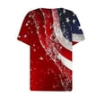 thumbnail image 3 of 4Th of July Tops for Women American Flag Print Tee Shirt Loose Fit Short Sleeve V Neck Casual Tunic Blouse, 3 of 4