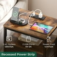 thumbnail image 4 of Nightstand with Charging Station, 27.6 Inch Bedside Table with Fabric Drawers, End Table with USB Ports and Outlets, Night Stand for Bedroom,Rustic Brown and Black, 4 of 18