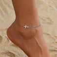 thumbnail image 2 of Ankle Bracelets for Women Dainty 18K Gold Plated Anklet Waterproof Round Beaded Paperclip Herringbone Pearl Chain Anklets Waterproof Beach Foot Jewelry, 2 of 6