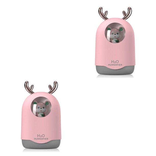 Inteprter Humidificador de 300ml, lámpara de ambiente interior, difusor de aire sónico, 2 modos, rociador de niebla fina, atomizador de protección de Rosa 2piezas Inteprter CBP185177